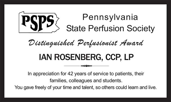 PSPS Distinguished Perfusionist Award 